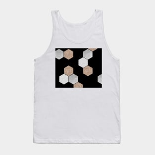 Black geometric marble and rose gold Tank Top